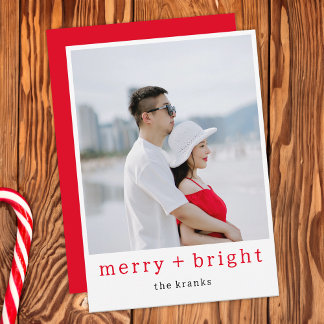 Merry and Bright Simply Red Flat Holiday Card