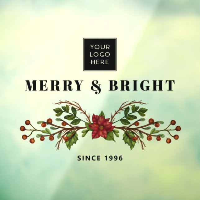 Merry and Bright Since Business Logo Window Cling (Sheet 3)