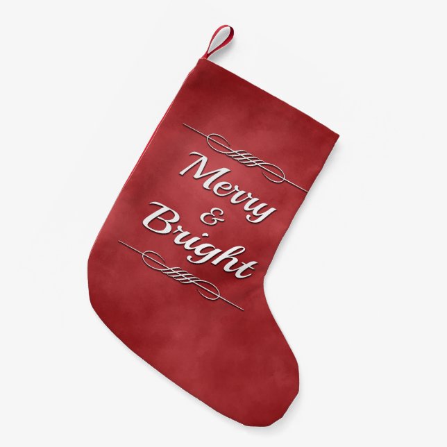 Merry and Bright Small Christmas Stocking (Front (Hanging))