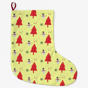 Merry and Bright Snowflake Christmas tree Xmas  Large Christmas Stocking