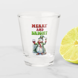 Merry and Bright Snowman Shot Glass