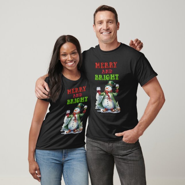 Merry and Bright Snowman  T-Shirt (Unisex)