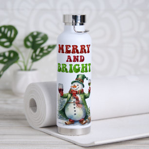 Merry and Bright Snowman  Water Bottle