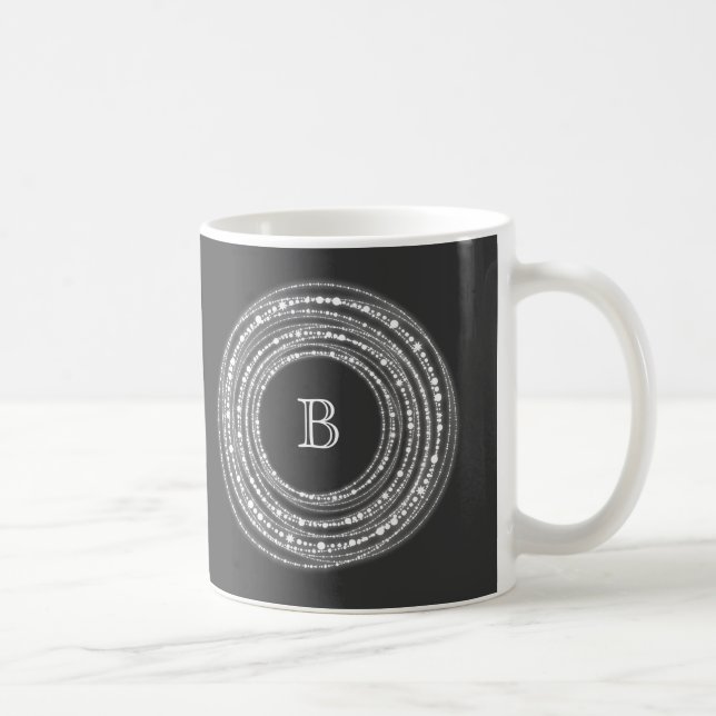 Merry And Bright Sparkles Circles Monogram Holiday Coffee Mug (Right)