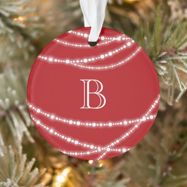 Merry And Bright Sparkles Monogram Christmas Photo Ornament (Tree)