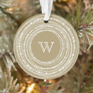 Merry And Bright Sparkles Monogram Christmas Photo Ornament
