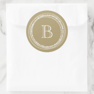 Merry And Bright Sparkles Monogram Stylish Holiday Classic Round Sticker