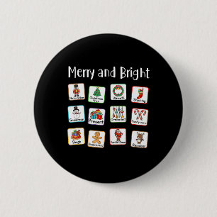 Merry And Bright Speech Therapist Aac Slp Christma 6 Cm Round Badge