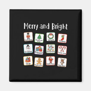 Merry And Bright Speech Therapist AAC SLP Christma Magnet