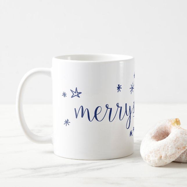 Merry and Bright Stars Holiday Coffee Mug (With Donut)