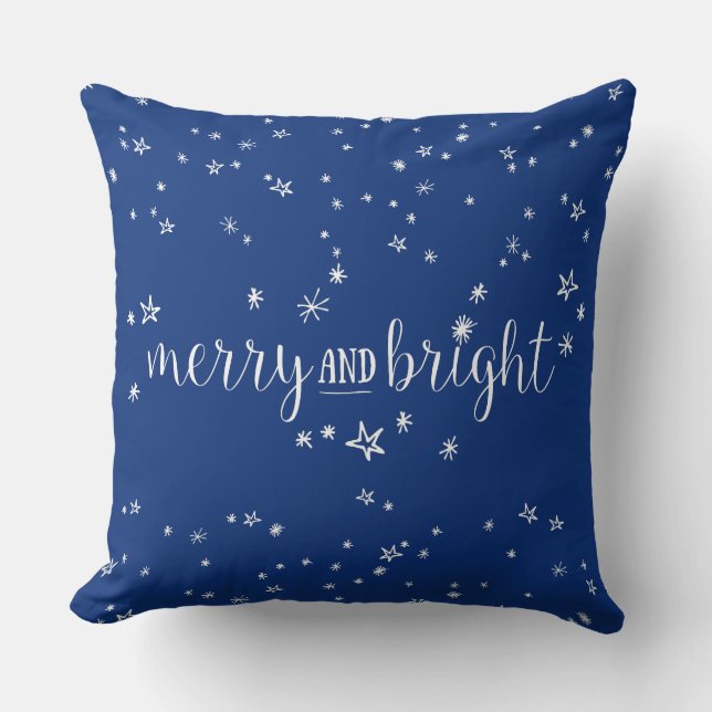Merry and Bright Stars Holiday Throw Pillow (Front)