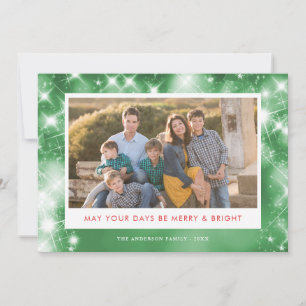 Merry and Bright Stars   Two Photo Christmas Holiday Card
