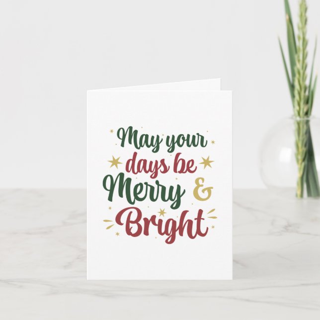 Merry and Bright Stationary - Blank Inside Note Card (Front)