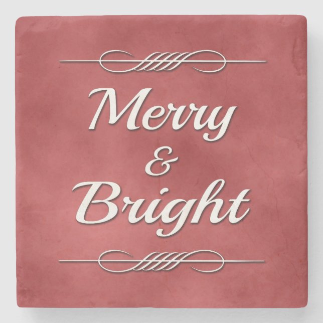 Merry and Bright Stone Coaster (Front)