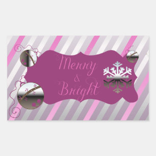 Merry and Bright Stripes Rectangle Sticker