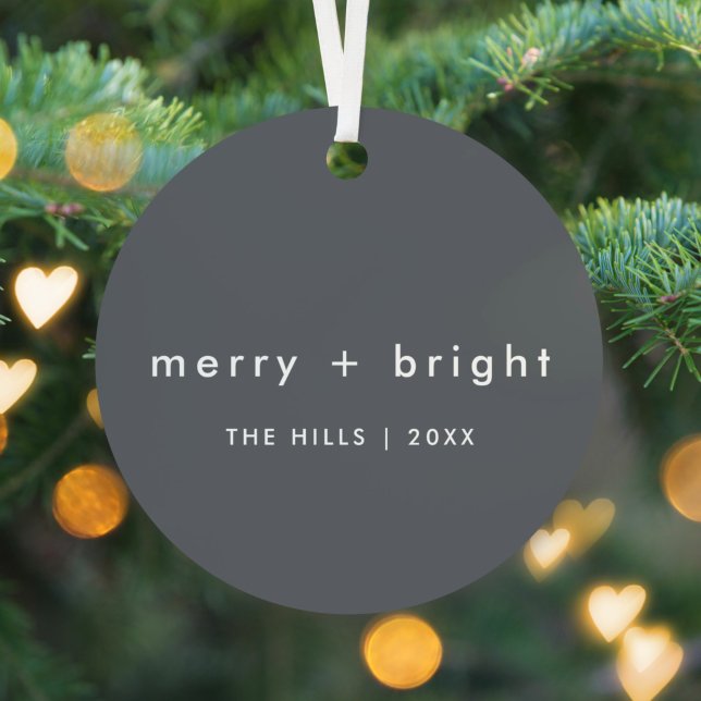 Merry and Bright | Stylish Charcoal Grey Christmas Metal Tree Decoration (Creator Uploaded)