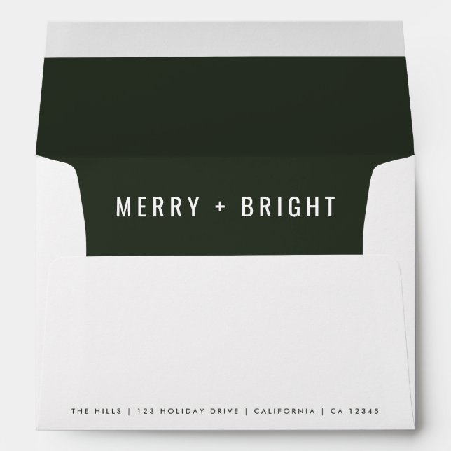 Merry and Bright | Stylish Dark Green Christmas Envelope (Back (Bottom))
