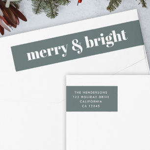Merry and Bright Stylish Forest Green Christmas Wrap Around Label
