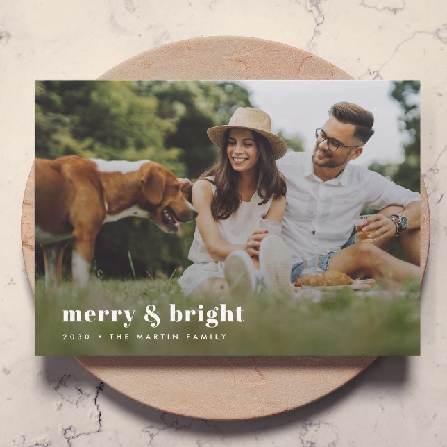Merry and Bright | Stylish Modern Photo Xmas Holiday Card (Creator Uploaded)