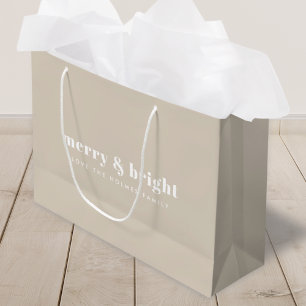 Merry and Bright   Stylish Retro Christmas Stone Large Gift Bag