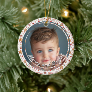 Merry and Bright Sweets Custom Child Photo Ceramic Tree Decoration