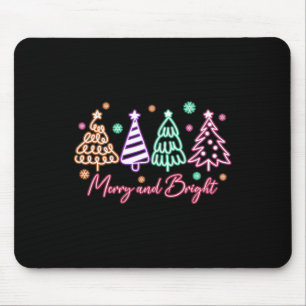 Merry And Bright Tree Neon Christmas Mouse Mat
