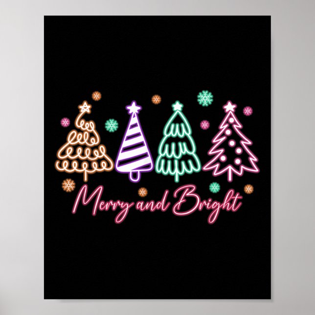 Merry And Bright Tree Neon Christmas  Poster (Front)