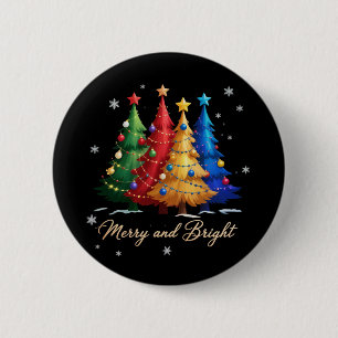 Merry and Bright Trees Christmas Holiday Gift Cute 6 Cm Round Badge
