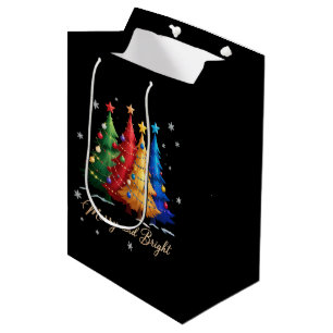 Merry and Bright Trees Christmas Holiday Gift Cute Medium Gift Bag