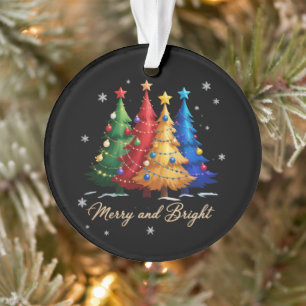 Merry and Bright Trees Christmas Holiday Gift Cute Ornament
