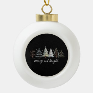 Merry and Bright Trees Christmas Holiday Winter Ceramic Ball Christmas Ornament