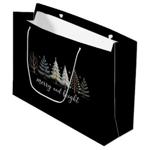 Merry and Bright Trees Christmas Holiday Winter Large Gift Bag