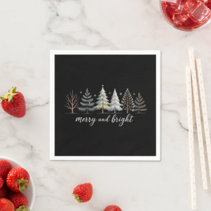 Merry and Bright Trees Christmas Holiday Winter Napkin