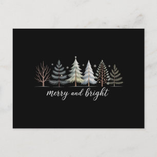 Merry and Bright Trees Christmas Holiday Winter Postcard