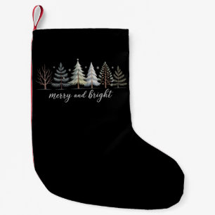 Merry and Bright Trees Christmas Holiday Winter Small Christmas Stocking