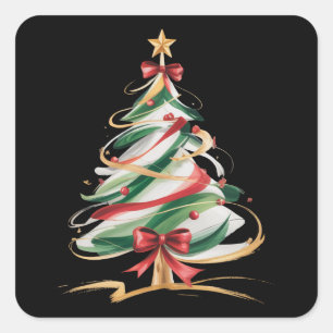 Merry and Bright Trees Christmas Holiday Winter  Square Sticker