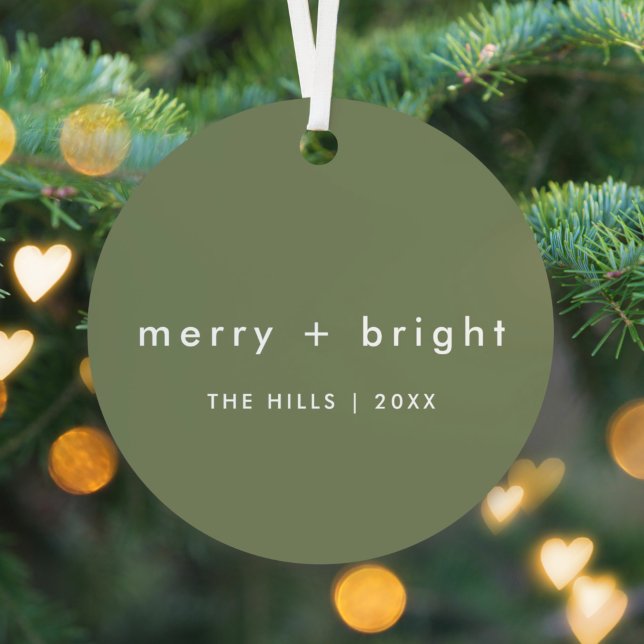 Merry and Bright | Trendy Moss Green Christmas Metal Tree Decoration (Creator Uploaded)