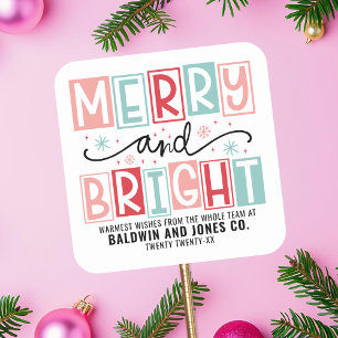 Merry And Bright Trendy Vintage Custom Christmas Square Sticker