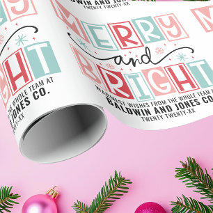 Merry And Bright Trendy Vintage Custom Christmas Wrapping Paper