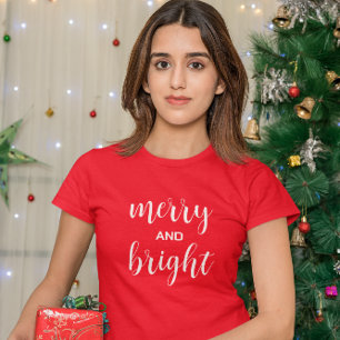 Merry And Bright Typography T-Shirt
