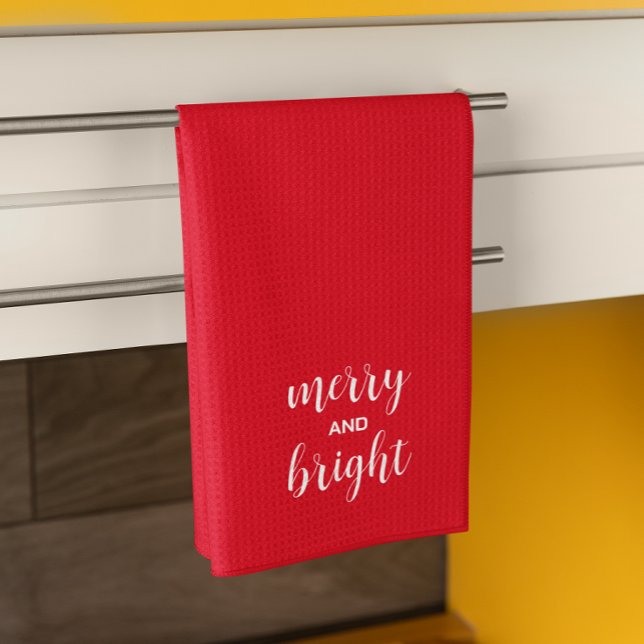 Merry And Bright Typography Tea Towel (Creator Uploaded)