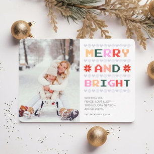 Merry and Bright Ugly Christmas Sweater Photo Holiday Card
