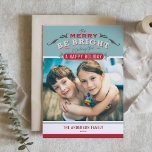 Merry and Bright Vintage Christmas Photo Holiday Card<br><div class="desc">Send your holiday wishes to friends and family with this customisable Christmas card. This photo Christmas card features vintage typography. Personalise by adding your details. This custom holiday card is available in other colours and cardstock. Matching items are available.</div>
