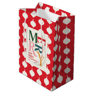 Merry and bright vintage colourful Christmas Medium Gift Bag