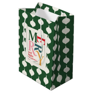 Merry and bright vintage colourful Christmas Medium Gift Bag