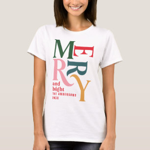 Merry and bright vintage colourful Christmas T-Shirt