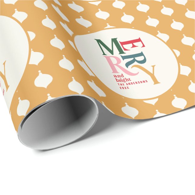 Merry and bright vintage colourful Christmas Wrapping Paper (Roll Corner)