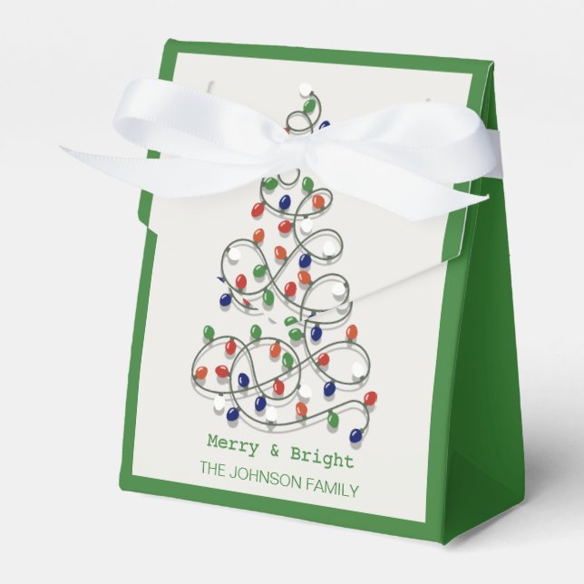 Merry and Bright Vintage Lights Graphic Favour Box (Front Side)