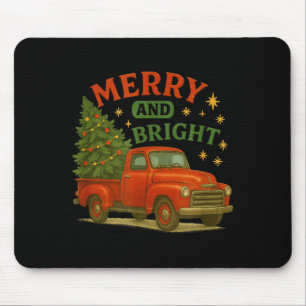 Merry And Bright Vintage Red Truck Christmas  Mouse Mat