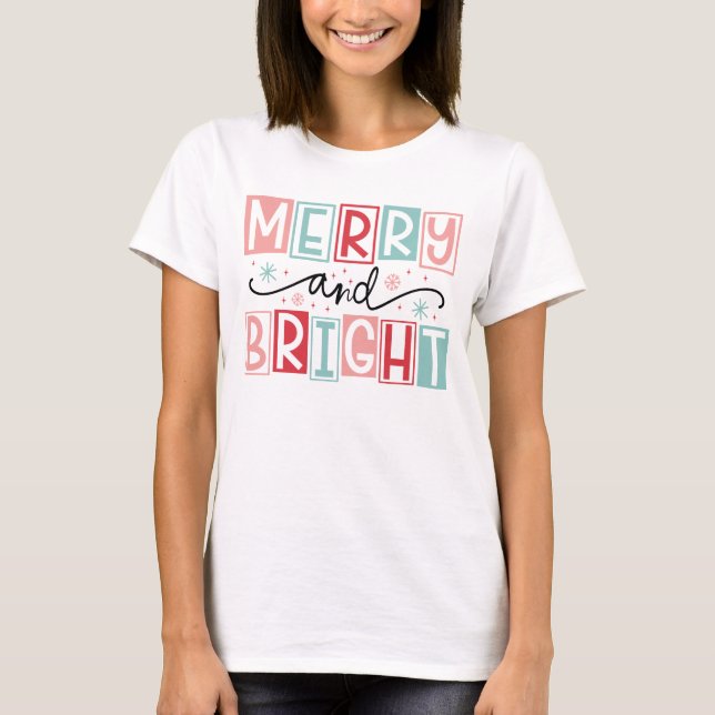 Merry and Bright Vintage, Retro  T-Shirt (Front)